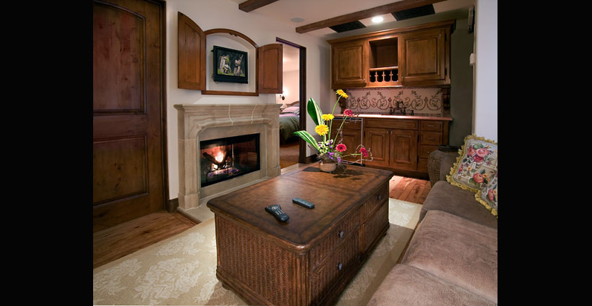 Architectural photography showing interior of designer home living room fireplace