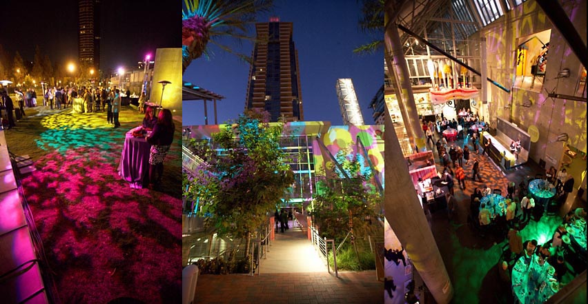 Event photography showing colorful indoor and outdoor scenes at charity fundraiser in San Diego California 